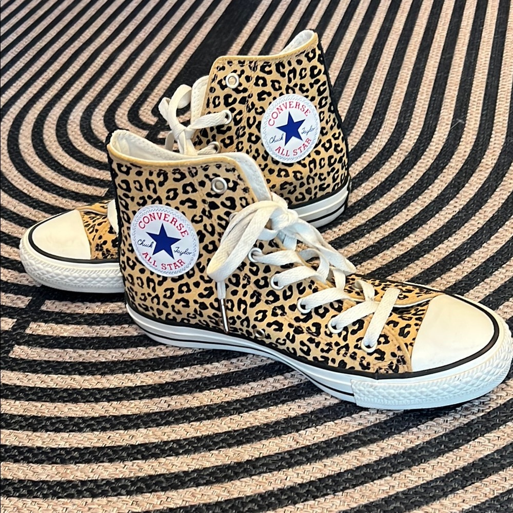 Converse Leather Cheetah Leopard High-Top Sneakers Classic